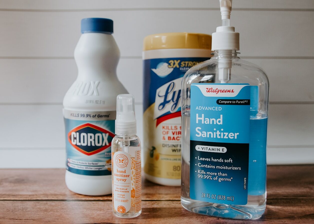 a bottle of hand sanitizer next to a bottle of hand sanitizer